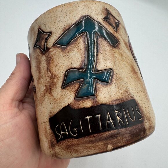 Mara Mexico Signed Pottery Mug Sagittarius Zodiac Sign Mexican Pottery - Picture 2 of 10